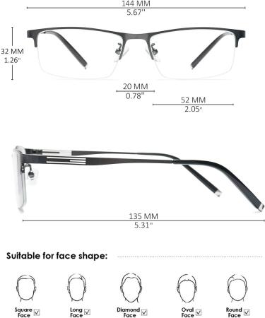 Koosufa Self-Tinting Reading Glasses | Photochrome Rectangular Metal Frame for Men & Women | UV Protection Sun Reading Glasses | Available in 0 1.0 1.5 2.5 3.0 3.5 Dark Gray 1.5x - Buy Online on GoSupps.com