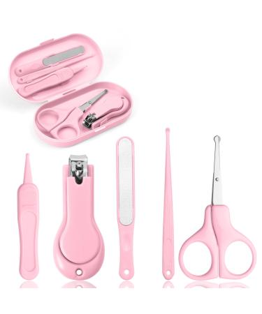 Vicloon Baby Nail Kit 5-in-1 Baby Nail Care Set Baby Nail Care Tool Baby Manicure Set Includes Nail Clippers Scissor Earpick Nail File and Tweezer for Newborn Infant Toddler pink - Buy Online on GoSupps.com