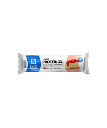 Buy Born Winner Active Strawberry Cheesecake Protein Bar - 20g Protein 33% Protein Content No Added Sugar - 12x60g - International Shipping - Buy Online on GoSupps.com