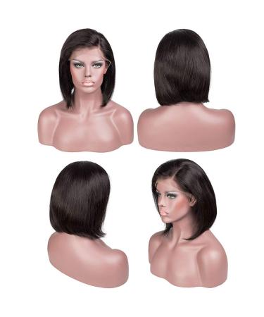 Geeta 13x4 Lace Front Brazilian Virgin Human Hair Bob Wig - 10 Inch Straight Natural Color | 180 Density Short Bob Wig - Buy Online on GoSupps.com