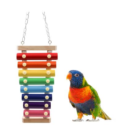 Dnoifne Colorful Bird Xylophone Toy, Suspensible Funny Xylophone Toy with 8 Metal Keys, Bird Cage Toy Accessories for Chicken Bird Parrot Parrot Parakeet Budgies Love Birds