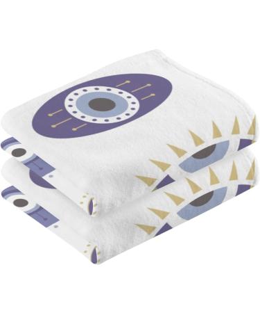 ZENWAWA Evil Eye Print Hand Towels - 2 Pack 16x28 inch, Cotton Bath Towels for Face, Hands, Body - Thin, Lightweight, Quickdry - Bathroom, Kitchen, Travel, Gym - Buy Online on GoSupps.com