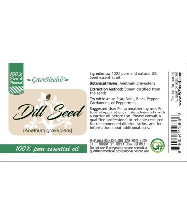 Dill Seed 4 fl oz (118 ml) Glass Bottle w/Glass Dropper 100% Pure Essential Oil GreenHealth - Buy Online on GoSupps.com