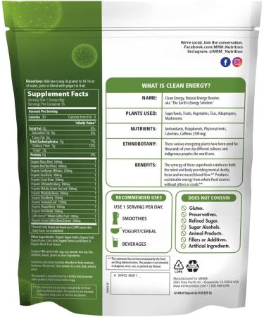 MRM Raw Organic Clean Energy Powder - Fruit Punch 4.2 oz | Natural Energy Boost - Buy Online on GoSupps.com