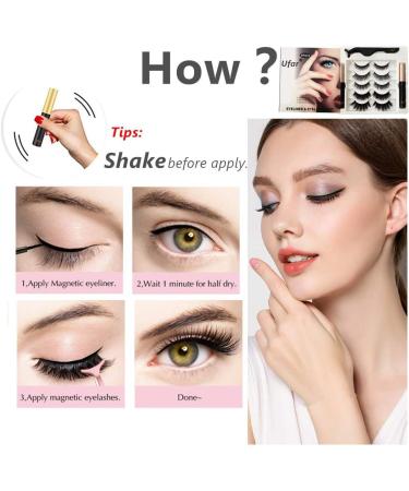 Ufar Magnetic False Eyelashes with Eyeliner - 2022 Upgraded 5 Pair Reusable 3D and Eyeliner Lashes Natural Fluffy Eyelash Applicator - Buy Online on GoSupps.com