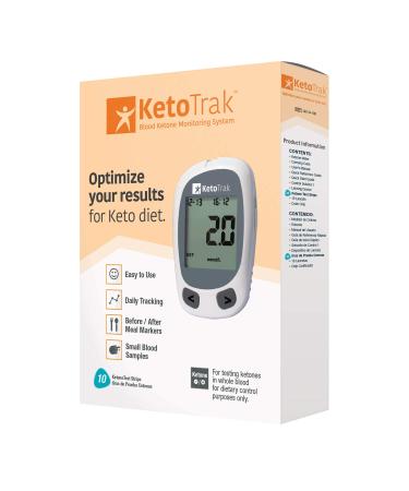 KetoTrak Blood Ketone Testing Kit, 1 Meter, 10 Ketone Strips, 1 Lancing Device, 10 Lancets, Optimize Your Result for Keto Diet by KetoTrak