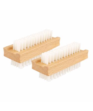 Wooden Nail Brush Double Sided Hand Cleaning Brushes Fingernail Cleaner Scrub Wood Handle Scrubbing Soft Bristles Nailbrush Toe Foot Nails Hands Scrubber Dirt Remover Manicure Pedicure Supplies (2 Pk)