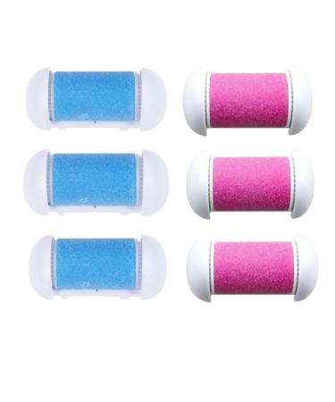 Solustrie 6 pieces of rough replacement roller heads Pedicure Raspen Froße Haut Chicken eyes Horneal remover fuss for Pedi Perfect Electronic footfish pink and blue 6PCs pink
