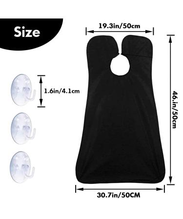 Beard Bib Apron - Waterproof Trimming Catcher for Men | Father's Day Gift | Non-Stick Grooming Cape with 3 Suction Cups - Black - Buy Online on GoSupps.com
