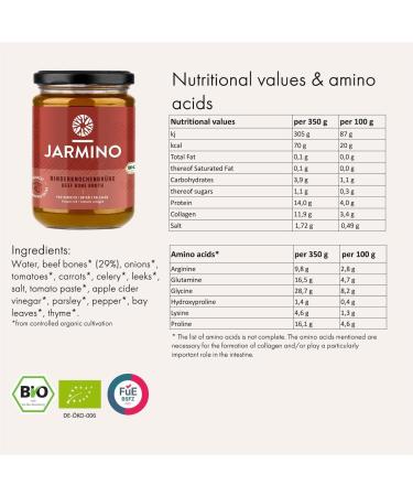JARMINO Organic Beef Bone Broth | 6 x 350ml Pack | Paleo & Clean Eating Alternative - Buy Online on GoSupps.com