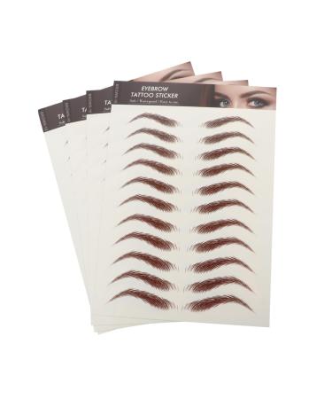 Mipcase 4 Sheets Waterproof Eyebrow Stickers Fake Eyebrow Stickers Eyebrow Tool Make up 6 Stickers 21x14.8cm Brown