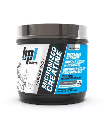 BPI Sports Micronized Creatine - Increase Strength - Reduce Fatigue - Lean Muscle Building - 100% Pure Creatine - Better Absorption - Supports Muscle Growth - Unflavored - 120 Servings - 21.16 Ounce 1.32 Pound (Pack of 1)