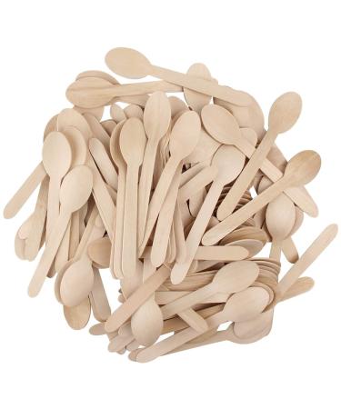 100 Pcs Wooden Spoons Disposable Tableware Biodegradable Wooden Spoon Ideal for Ice Cream Tea Spoon Coffee Dessert Tableware