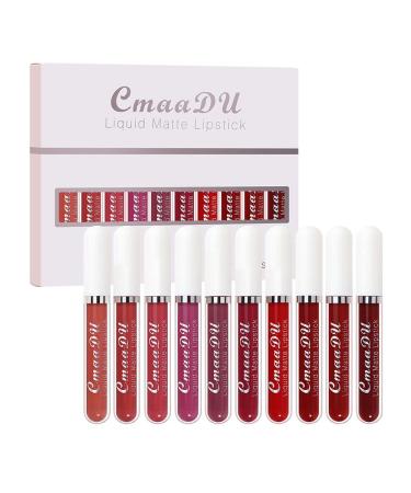 10Pcs Liquid Matte Lipstick Set for Dark Skin Women - Long-Lasting Matte Lipstick Pack - Original 24 Hour Formula - Dark Red Shades - 10 Count - Buy Online on GoSupps.com