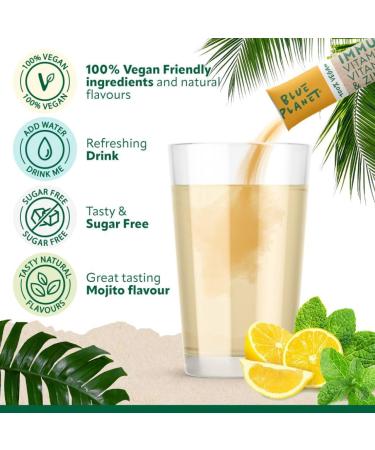 Immunity - Vitamin D2 Vitamin C + Zinc Effervescent from Blue Planet 100% Vegan with Vitamin D2 not Vitamin D3 Made in UK. (140 g Mojito) 28 Sashets. Mojito 5 g (Pack of 1) - Buy Online on GoSupps.com