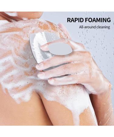 JOLAU Silicone Body Scrubber | Exfoliating Bath Brush for Men and Women | Back Cleaning Shower Brush | Easy to Foam & Reusable (Grey) - Buy Online on GoSupps.com