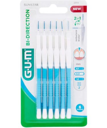 GUM Bi-Direction Interdental Brushes - 6 Pack (0.9 mm Blue) | 3-Pack for Ultimate Oral Care - Buy Online on GoSupps.com