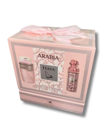Arabian Haya Gift Set 2 in 1-Eau De Parfum & Body Mist - Original Fragrances From Dubai- Sweet Parfum With Notes of Heliotrope Orchid and Tangerine
