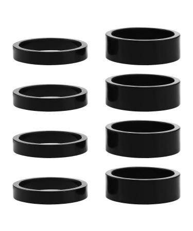 8Pcs Head Stem Spacer Replacement Head Tube Spacer Aluminum Alloy Headset Washer Bicycle Accessories Compatible with 25.4mm Front Stem Fork MTB/BMX/Mountain Bike Black