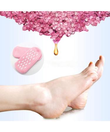 Moisturizing Gel Socks - 2 Pairs of Reusable Soft Socks with Essential Oil Treatment for Dry Skin Pink & Blue - Buy Online on GoSupps.com