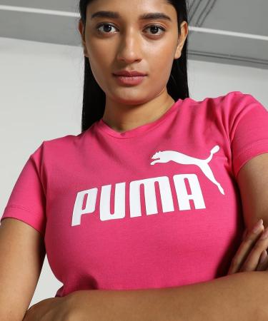 PUMA Women's ESS Logo Tee M Garnet Rose Pink - Stylish & Comfortable T-Shirt for International Shipping - Buy Online on GoSupps.com