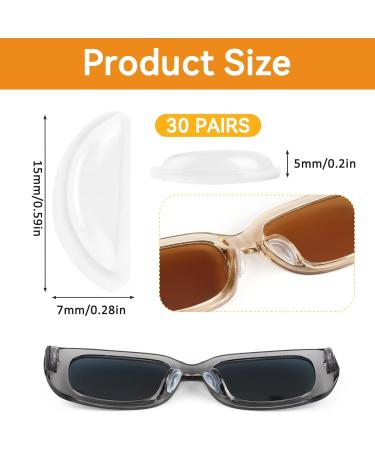 30 Pairs Silicone Nose Pads for Glasses - D-Shaped Self-Adhesive Anti-Slip Cushions for Comfort & Support - Transparent Pads for Full Frame Glasses & Sunglasses - Buy Online on GoSupps.com