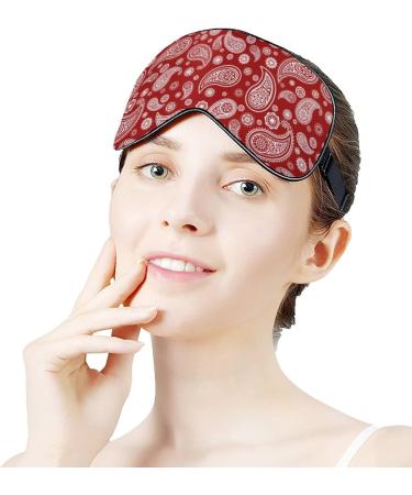 Red Paisley Sleep Mask for Women | Adjustable Eye Shades & Covers | Comfortable Elastic Strap - Buy Online on GoSupps.com