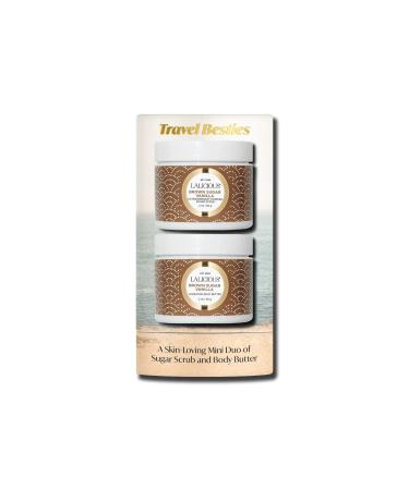 LaLicious Brown Sugar Vanilla Travel Besties Set - 2-Piece Gift Set Includes Travel-Size Whipped Sugar Scrub & Hydrating Body Butter - Moisturize Hydrate & Nourish Skin