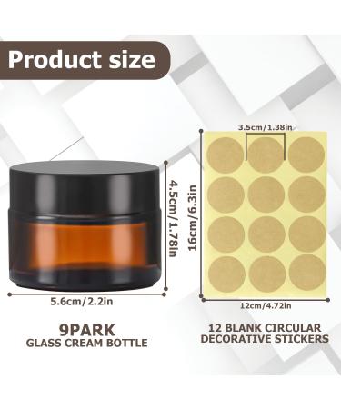 Homury 9-Piece Braunglas Cosmetic Containers Set | 50ml Refillable Cream Jars with Black Lids & Liners | Versatile Ointment Pots + 12 Labels for Creams & Lotions - Buy Online on GoSupps.com