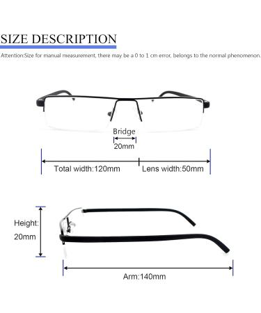 MMOWW 3-Pack Reading Glasses for Men & Women - Ultra-Bright TR90 Half-Frame with Case (Black Blue Red - 1.0X) | International Shipping - Buy Online on GoSupps.com