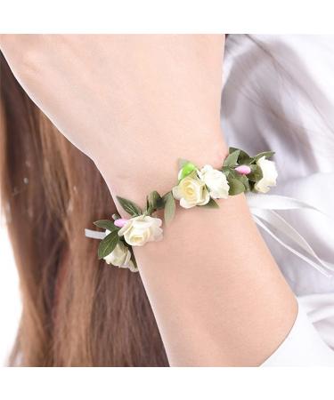 Boho Flower Headband Set - Festival & Wedding Accessories for Women & Girls (White & Pink) - Buy Online on GoSupps.com