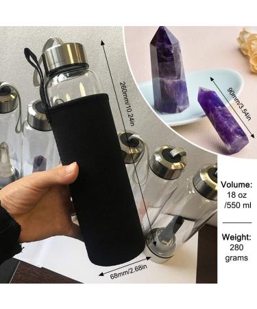 Tyuodna Water Healing Stones Bottle - Crystal Infusion Drinking Bottle with Amethyst - Leak-Proof Quartz Glass for Gemstone Therapy & Natural Healing - Buy Online on GoSupps.com