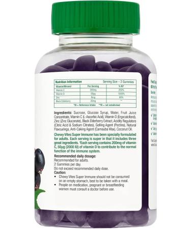 Chewy Vites Adults Super Immune Gummies | Vitamin D, C, Zinc & Elderberry | Vegan | 60 Count - Buy Online on GoSupps.com