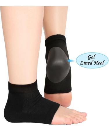 Moisturizing Gel Heel Socks 3 Pairs for Dry, Cracked Skin - Soft, Ventilated, Open Toe Design - Day & Night Care (Black, Regular Size) - Buy Online on GoSupps.com