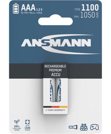 Ansmann 1x2 NiMH AAA Battery 1100 Micro - 1050 mAh Rechargeable | International Shipping Available - Buy Online on GoSupps.com