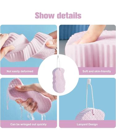 Ultra Soft Bath Body Shower Sponge - Exfoliating Spa Scrub for Adults & Kids - Includes Self-Adhesive Hook - Pink - Buy Online on GoSupps.com