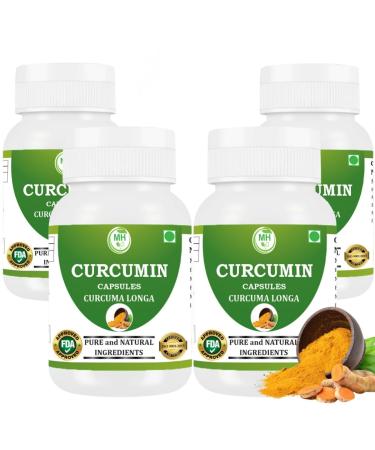 Morsan Healthcare Curcumin Capsules 500 mg | Turmeric Extract | 60 Veg Capsules | Herbal Supplement | Non-GMO | Gluten Free | No Artificial Additives (Pack of 4)