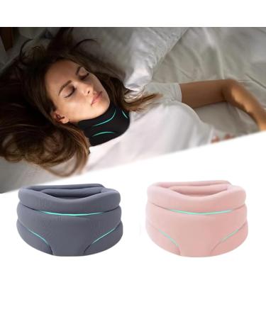Neck Brace Neck Stretcher Neck Traction Device Neck Posture Corrector Neck Decompression Devices Neck Posture Corrector for Neck Pain and Support During Sleep(Gray + Pink)