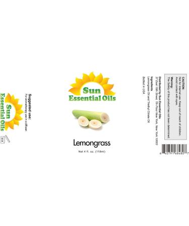 Sun Essential Oils 4oz - Pure Lemongrass Essential Oil for Diffuser & Cleaning | Aromatherapy Oil - 100% Natural & Fresh - Buy Online on GoSupps.com