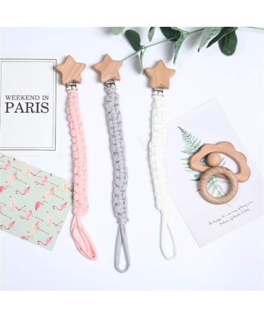 3-Piece Pacifier Chain Set - Unisex Baby Clips with Cotton Tape & Stainless Steel Clamps - Ideal for Teething & Comfort - Buy Online on GoSupps.com