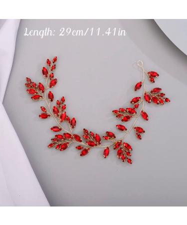 Chargances Bridal Crystal Hair Vine Wedding Red Rhinestone Headband Fashion Bride Hair Vine Wedding Prom Flower Girl Hair Accessories for Women and Girls (Red) - Buy Online on GoSupps.com
