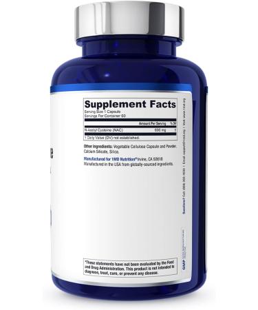 1MD Nutrition NAC Supplement 600 mg - Antioxidant & Detox Support - N-Acetyl Cysteine for Lung Health - 60 Capsules - International Shipping Available - Buy Online on GoSupps.com