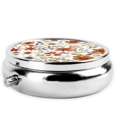 Retro Flower Printed Mini Round Pill Box | 3 Compartment Travel Organizer | Portable Pill Case for Home & Office - Buy Online on GoSupps.com