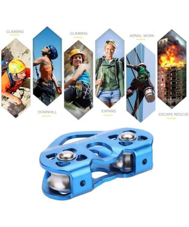 Alomejor Climbing Pulley 30KN | Outdoor Double Axle Heart-shaped Tandem Pulley Cart (Blue) - Ideal for Rock Climbing & Rope Work - Buy Online on GoSupps.com