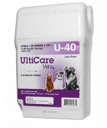 UltiCare VetRx U-40 UltiGuard Safe Pack Pet Insulin Syringes (29g 3/10cc 1/2)
