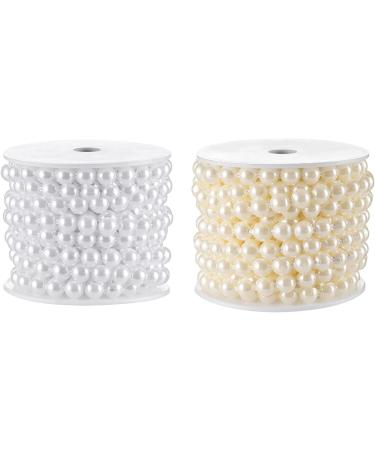 10mm White Flat Pearl Garland String - 11 Yards | Half-Round Beaded Spool Roll for Wedding Decor Crafts - Buy Online on GoSupps.com