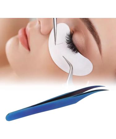 Blue Stainless Steel Curved Eyelash Tweezers for False Eyelash Extensions - Precision Beauty Tool | International Shipping - Buy Online on GoSupps.com