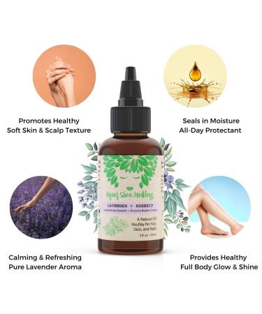 Multiuse Lavender & Rosehip Oil Medley - Hydrating Face Body & Hair Treatment - Natural Oils & Vitamin E - 2 oz - Buy Online on GoSupps.com
