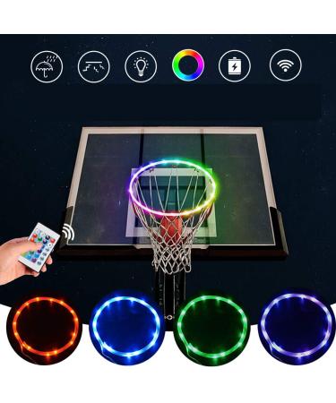 Wenosda LED Basketball Hoop Lights,Remote Control Basketball Rim Ring Light,Change 16 Colors, Waterproof String Lights,Bright to Play at Night Outdoors,Playing Training Games for Kids Adults