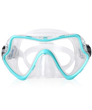 Snorkel Diving Mask, Professional Snorkeling Mask Gear, Ultra Clear Lens with Wide View Tempered Glass Goggles,Anti Leakage Scuba Mask, Silicone Swimming Goggles Mask for Adults, 3 Color Airy Green